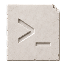 A stone tile carved with a command prompt, a position settling.